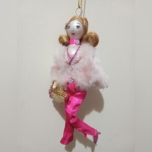 Ladies With Elegance Glass Ornament Pink Faux Fur Jacket Y2K *NO BOX*